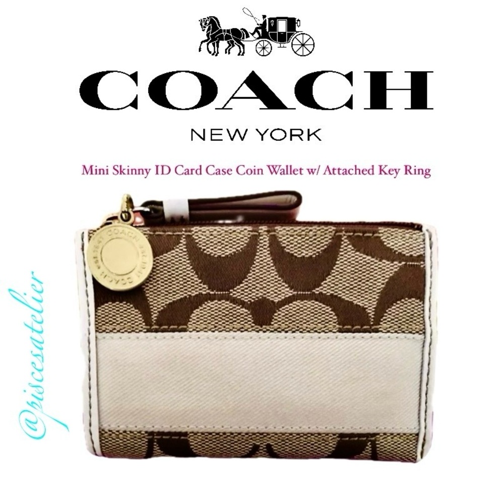 Coach Vintage Mini Skinny ID Card Case Coin Wallet w/ Attached Key Ring & Duster - Picture 3 of 11